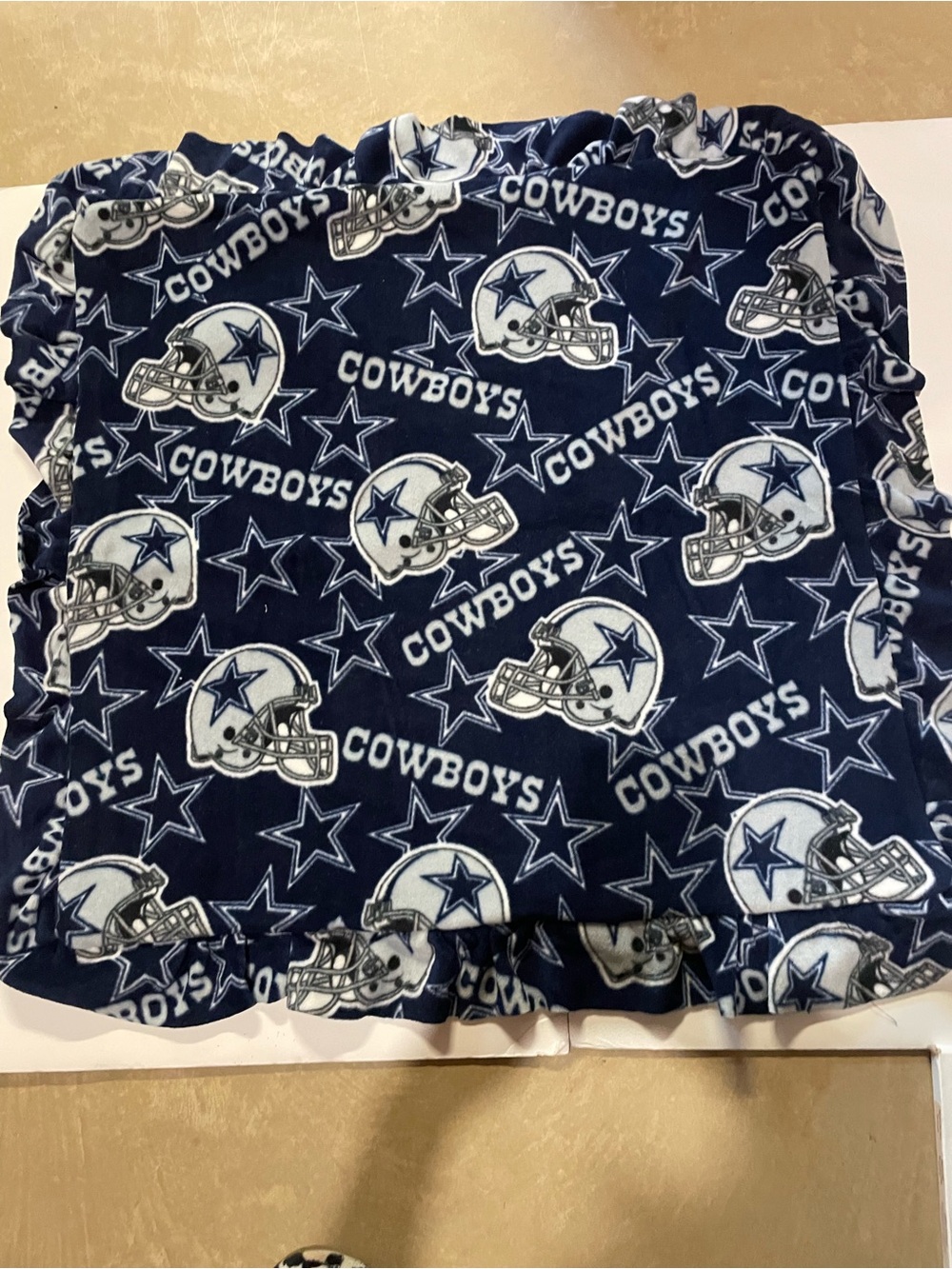Dallas Cowboys Navy Ruffled  Fleece Receiving Blanket - NFL Team Design